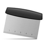 Pasta Scraper, Pastry Cutter with Handle and Measuring Scale, Counter Scraper with Food Grade Stainless Steel Blade, Great as Pasta Scraper, 7 Inch, Black