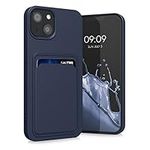 kwmobile Case Compatible with Apple iPhone 13 Case - TPU Phone Cover with Credit Card Holder - Dark Blue