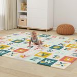 Dripex Baby Play Mat, 197×177×1.5cm Large Foam Crawling Playmat, Extra Thick Folding Reversible Waterproof Non Toxic Portable Floor Mat with Letters and Numbers for Baby
