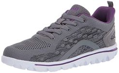 Propét Women's TravelActiv Axial Sneaker, Grey/Purple, 6 UK