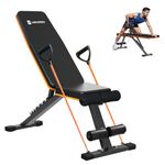 MAXPRO MP-AB301 MAXBENCH Commercial Grade Adjustable And Foldable Gym Bench Incline,Decline & Flat 250 Kg Capacity Fitness Gym Bench with Resistance Ropes For Home Workout,Adjustable Strength Training Bench for Full Body Workout