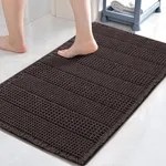 H.VERSAILTEX Upgraded Waffle Bath Mat Super Absorbent Bathroom Mats Non Slip Bath Rugs for Bathroom Floor Machine Washable Dry Fast Bathroom Rugs for Beside Tub, 17" x 24", Chocolate