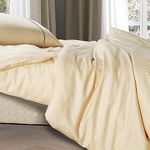 Spread Spain Cotton Oxford 400 Thread Count Geometric Pattern Single Bed Size Zipper Duvet/Quilt Cover Soft and Comfy Duvet Cover (60" x 90" inch Gold)