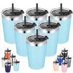 VEGOND 12oz Tumbler Stainless Steel Tumbler bulk Vacuum Insulated Double Wall Travel Tumbler with Lid and Straw Reusable Tumbler, Sky blue 6 Pack