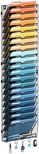 SUPEASY 21-Tier Wall File Holder Organizer with Hooks, Mesh Hanging File Organizer, Mail Organizer Wall Mounted for Papers, Folders, Office Magazine Rack, Assembly Needed, Black