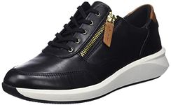 Clarks Womens Un Rio Zip Sneaker, Black Black Leather, 6 UK