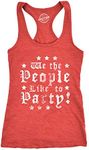 Womens Tank We The People Like to Party Tanktop Funny 4th of July Drinking Tee for Ladies Funny Racerback Tank Patriotic Tank Top for Women Funny Drinking Red L