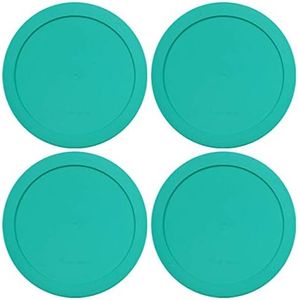 Lids for Pyrex and Anchor Round Glass Containers (4-Cups, Green-4PK)