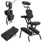 Warmiehomy Folding Massage Chair Stool Portable Foldable Beauty Chair for Tattoo Salon Beauty Swedish Massage with Free Oxford Cloth Carry Case, Black