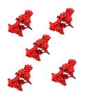 Evisha 5 Bunch Look Small Red Berry/Cherry Christmas Tree Hanging for Christmas Tree Decoration