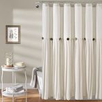 Lush Decor Linen Button Shower Curtain, 72" x 72", Off White