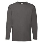 Fruit of the Loom Mens Long Sleeve Value T Shirt Light Graphite XL