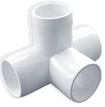 DEHRAN UPVC 4-way Elbow 1" inchi (32MM) Pipe Joint/Corner Heavy Duty UPVC Available for Greenhouse, Tent Connection,Furniture and Plumbing Projects White Color (5)