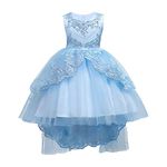 COTRIO Toddler Flower Girl Dress Princess Embroidery Lace Bowknot Formal Pageant Party Birthday Wedding Evening Prom 4-5 T