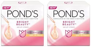 POND'S Bright Beauty Day Cream 35 g, Non-Oily, Mattifying Daily Face Moisturizer, SPF 15 - With Niacinamide to Lighten Dark Spots for Glowing Skin (Pack of 2)