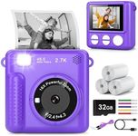 GREENKINDER Kids Camera Instant Print, Christmas Birthday Gifts for Boys Girls Age 3-12, 2.4-Inch/1080P Kids Digital Cameras, Portable Travel Toy for 3 4 5 6 7 8 9 10 Year Old Girls Boys Purple