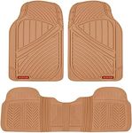 Motor Trend FlexTough Performance All Weather Rubber Car Floor Mats - 3 Piece Floor Mats Automotive Liners for Cars Truck SUV, Heavy-Duty Waterproof (Beige)
