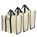 DOUBLE R BAGS Womens Big Eco Cotton Canvas Shopper Tote/Shopping Bags For Carry Milk Grocery Fruits Vegetable With Reinforced Handles Jhola Bag - (17X8.5X14-Inches) (Pack Of 1) (Black)