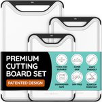 Cutting Boards for Kitchen - Plastic Cutting Board Set of 3, Dishwasher Safe Cutting Boards with Juice Grooves, Thick Chopping Boards for Meat, Veggies, Fruits, Easy Grip Handle, Non-Slip (Black)