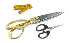 RT SHOP Cloth Cutting Scissor for Left Hand Use Scissors Brass Steel Scissors (10 and 5 Inches, Gold) - Free Inctape