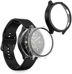 kwmobile Cover Comaptible with Xiaomi Watch 2 Covers - 2X Tempered Glass with Plastic Frame - Transparent/Black