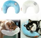 LOVMIOAW Cat Pillow, Dog Pillow, Claming Pillows for Small Dogs and Cats, Joint Relief Sleeping Improve Pet Neck Pillow， Deep Sleep Fluffy & Cozy Pet Calming Toy，Machine Washable(2 Pack(Blue&White))