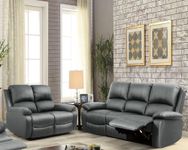 Comfy Living Luxury Reclining Leather Sofa Set Available in a Variety of Colours 3 Piece, 2 Piece, Armchair (3+2 Seater Set, Dark Grey)