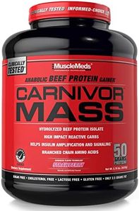 MuscleMeds Carnivor Mass Anabolic Beef Protein Gainer, Strawberry, 6 Pound