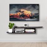 Torche Wooden Wall Mounted TV Unit, TV Cabinet for Wall, TV Stand for Wall, TV Stand Unit Wall Shelf for Living Room, Set Top Box Stand (Granite Black-QR TV Big)