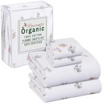 RUVANTI Organic Flannel Sheets Queen Size - 100% Cotton Double Brushed Bed Sheet Set - Deep Pocket 16 Inches - All Seasons Breathable, Extra Soft, Warm & Cozy - 4 Pieces - Floral