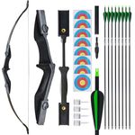 Archery Bow Archery Set Adult Beginner with 8pcs Arrows, Right and Left Handed Takedown Bow and Arrow Set, Long Bow Kit for Outdoor Shooting Training Pratice