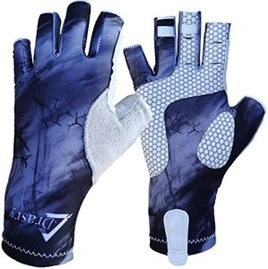 Drasry UV Protection Fishing Fingerless Gloves Men Women UPF 50+ SPF for Fishing Kayak Paddling Hiking Sailing Rowing Sun Gloves Gray-Black XL