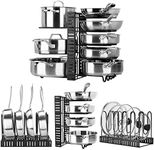 Toplife 10 Pots and Pans Organizer, Pan Organizer Rack for Cabinet with 3 DIY Methods, Adjustable Pot Organizer Rack, Pan Pot Rack for Kitchen Cabinet Organizer and Storage, Black