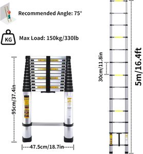 Aluminium Telescopic Ladder 5M – Lightweight, Extendable
