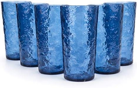 KX-WARE 18-ounce Acrylic Highball Glasses Plastic Tumbler, set of 6 Blue