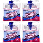 Fly Traps Outdoor Fly Trap for Patio. 4 Non-Toxic Pre-Baited Flies Bags Outdoor Disposable. Hanging Bug Catchers for All Filth Flies Killer for Outside Bug Control in Yard Horse Ranch Trash Can