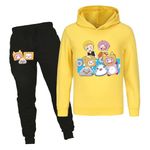 Foxy and Boxy Merch Kids Cotton Hoodie Boys Girls Tops Jumper Hoody+Trousers 2pcs Tracksuit (Yellow,9-10 Years)