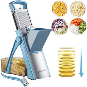 Safe Mandoline Slicer for Kitchen, 6 in 1 Vegetable Chopper, Potato Slicer | Safe Mandoline Slicer, French Fry Cutter For Potatoes, Potato Slicer, Food Chopper, Adjustable Thickness 0.1-8 mm with Brush