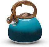 Foedo Tea Kettle, Stainless Steel Whistling Tea Kettle,3.2Qt Tea Pot for Stove with Cool Handle,Strong and Durable,(Dark Green Gradient)