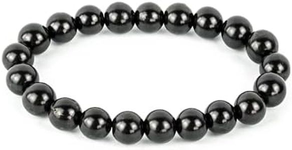 Karelian Heritage Shungite Stones Bracelet Black Beads Stretchy | Authetic Shungite Crystal Jewelry | Protective Powerful Defender Stone Bracelet | Spiritual Healing Crystal Chakra Balance, 8 mm