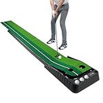 Asgens Golf Putting Trainer(3 Balls Free),Double-Color Grass Golf Mat with Ball Thicken Return Track and Automatic Function. Practise Indoor &Outdoor for Beginner &Amateur