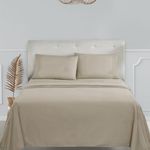 Clara Clark Premier 1800 Collection 3pc Bed Sheet Set- Twin (Single) Size, Beige Cream, (75”x39” Fits XL)