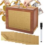 Retro Cash Money Saving Box, Reusable Wooden Money Box Retro Money Bank with 500 1000 2000 3000 5000 10000 Money Saving Target, Savings Challenges Money Box with Counter