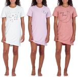 Real Essentials 3 Pack: Womens Plus Size Short Sleeve Nightshirt Printed Nightgowns for Adult Women Soft Nightgown Sleep Shirt Night Shirts Gowns House Dress Sleepwear Pajama PJs Just My - SET8, 1X