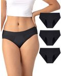 Neione Period Underwear Menstrual Panties Moderate Flow Breathable Modal Hipster Women Post Partum Panty 3 Pack Black M