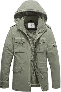 WenVen Men's Winter Military Thicken Parka Jacket with Removable Hood Light Olive 4XL