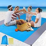 Beach Blanket Sand-Free Picnic Blanket 230 x 200 cm, Beach Mat Ultralight Picnic Blanket Waterproof Blanket with 4 Attachment Corners for Beach Camping, Travel, Outdoor Hiking