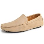 Go Tour Men's Penny Loafers Moccasin Driving Shoes Slip On Flats Boat Shoes, A Beige, 6 UK