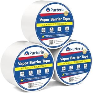 PURTERIA Vapor Barrier Tape with Release Liner, 9 Mil Easy-to-Use Polyethylene Moisture Vapor Barrier Seam Tape for Crawl Space, Repairs, Underlayment, Waterproof, 3.6" x 180', 3 Rolls