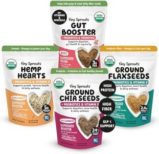 Tiny Sprouts Organic Superseed Variety Pack + Probiotics + Vitamin D3 | Flax • Chia • Hemp • Digestion Boosters | Complete Omega-3, Protein & Fiber Nutrition | Kids Superfood Nutrition Boosters for Brain, Gut & Immune Health | Gluten-Free Plant-Based Superfood | 7 oz x 4 Pack